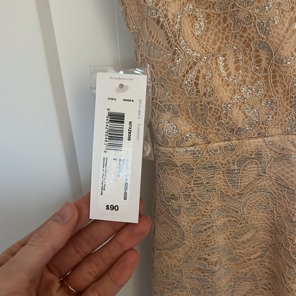 NWT Off the Shoulder Blush Silver Cocktail Party Dress - Picture 4 of 6